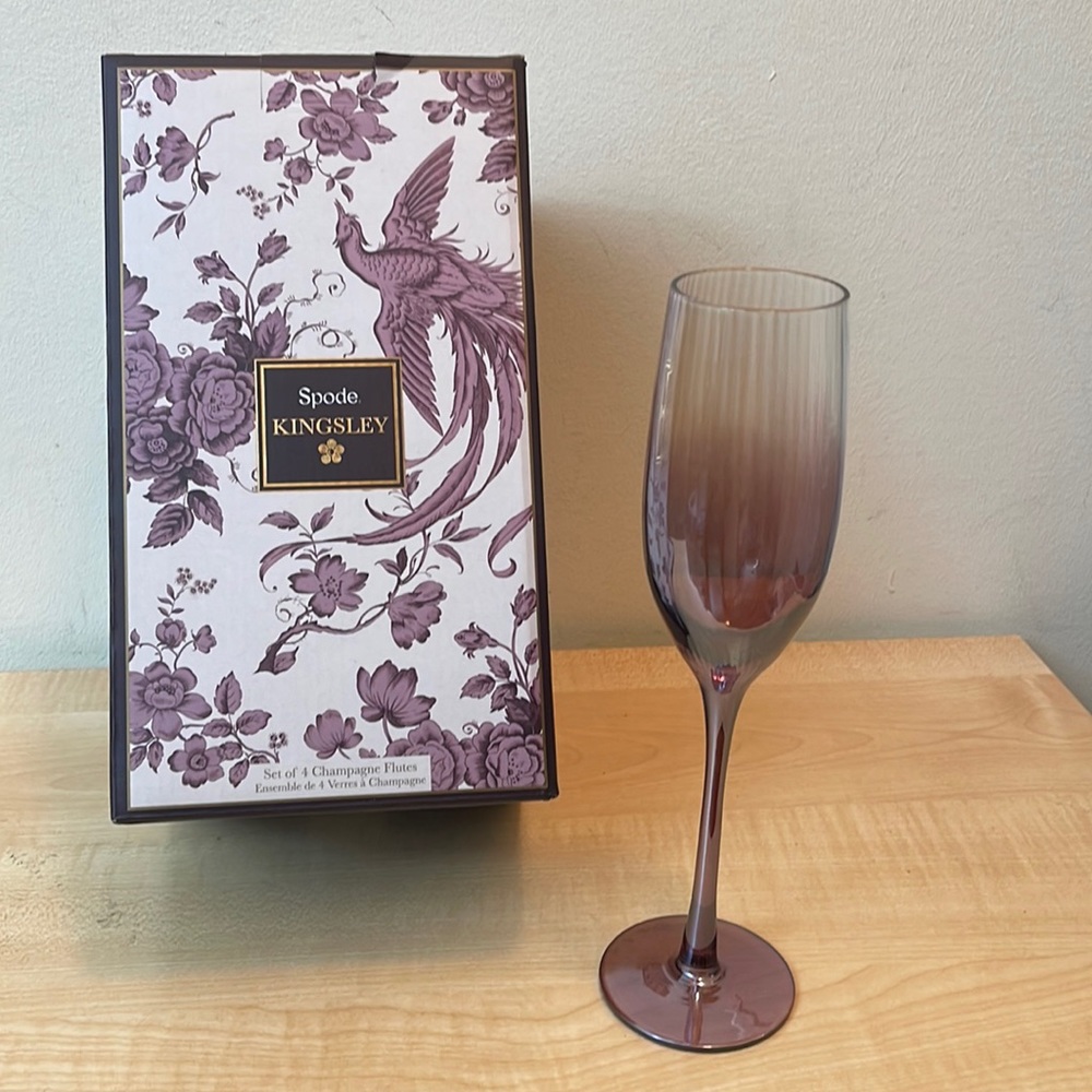 Spode Kingsley Plum Champagne Flutes, Set of 4